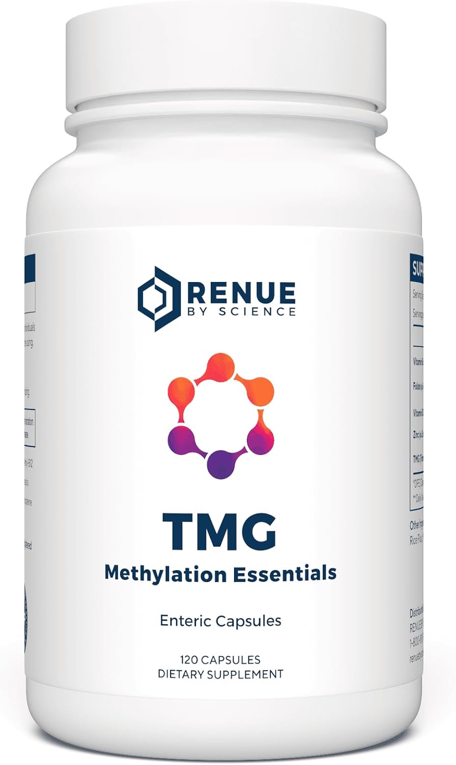 Renue By Science TMG Methylation Essentials - 120 Cápsulas Entéricas con B12, B6, Folato y Zinc