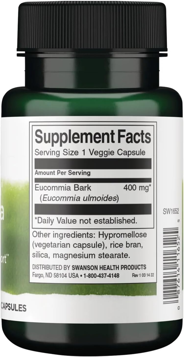 Swanson Full Spectrum Corteza de Eucommia 400 mg 60 Cápsulas Veganas (Pack de 2)