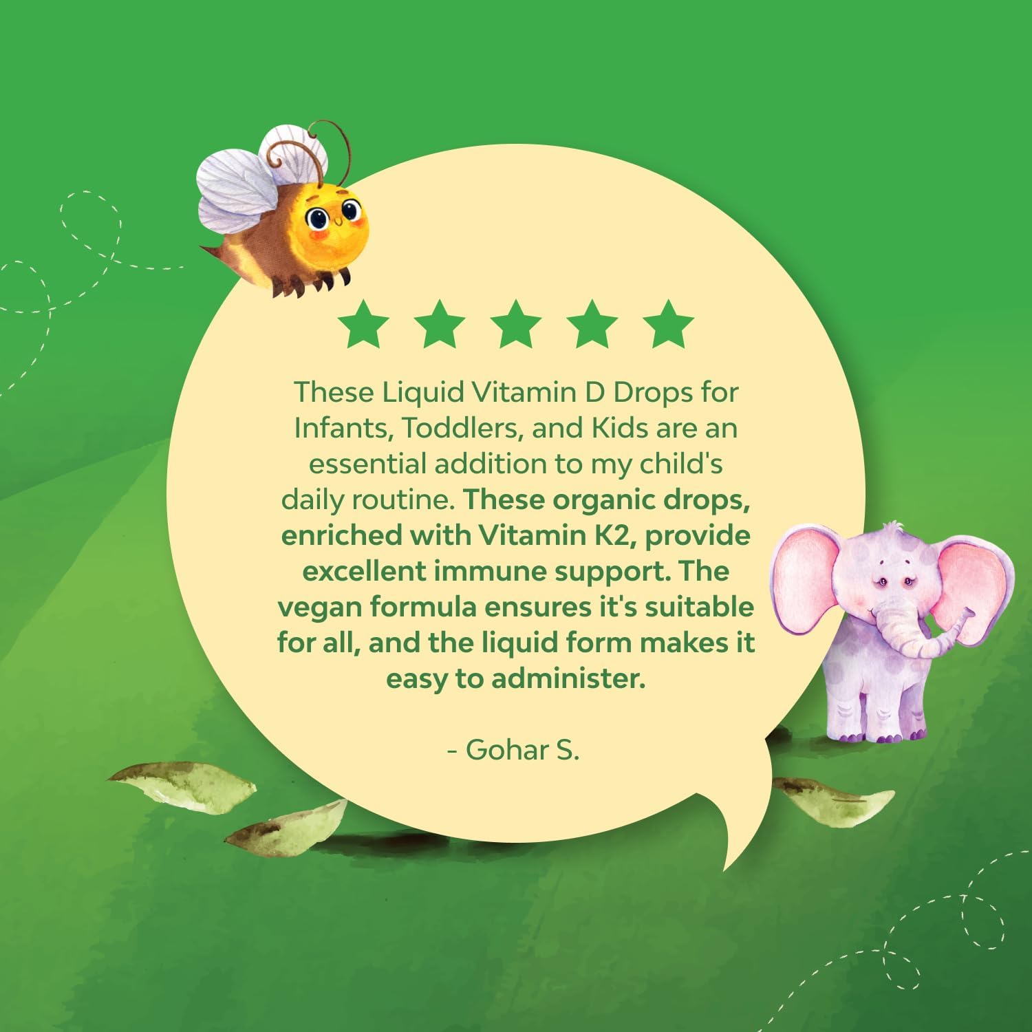 Natures Craft Gotas de Vitamina D3 y K2 para Niños - Suplemento Líquido Orgánico, 2 fl oz