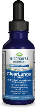 Ridgecrest Herbals ClearLungs Líquido, Suplemento Herbal para las Vías Respiratorias, Sabor Naranja, 59 ml