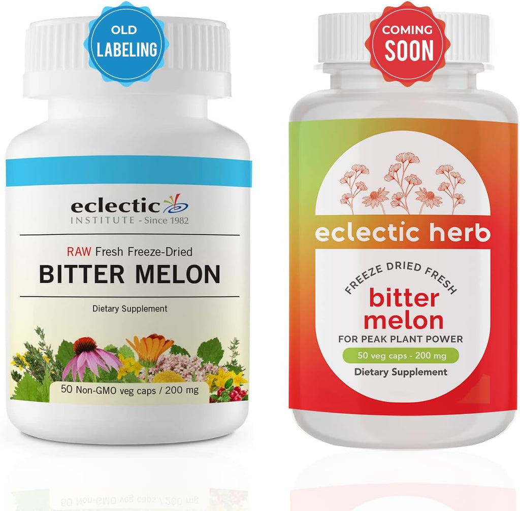 Eclectic Institute Melón Amargo Crudo Liofilizado, 50 Cápsulas (200 mg)