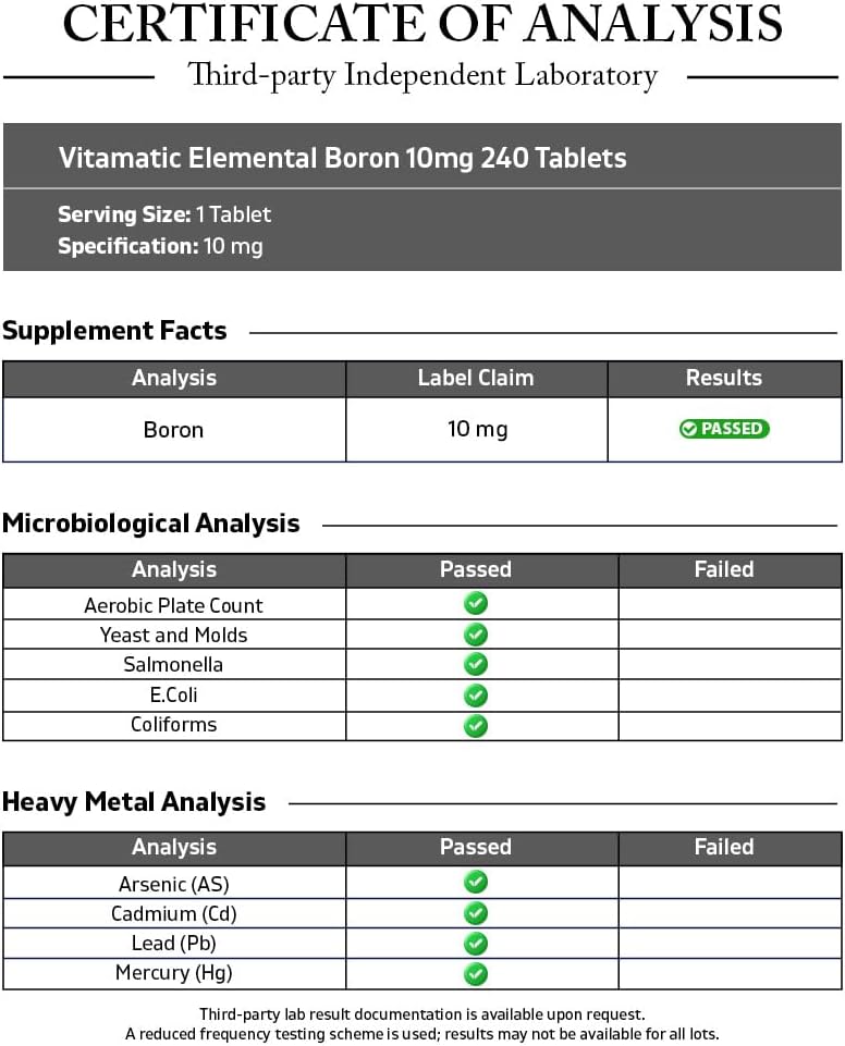 Vitamatic Boro Quelado (como Glicinato) 10 mg, 240 Comprimidos