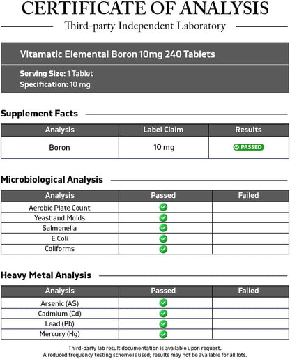 Vitamatic Boro Quelado (como Glicinato) 10 mg, 240 Comprimidos – Image 3