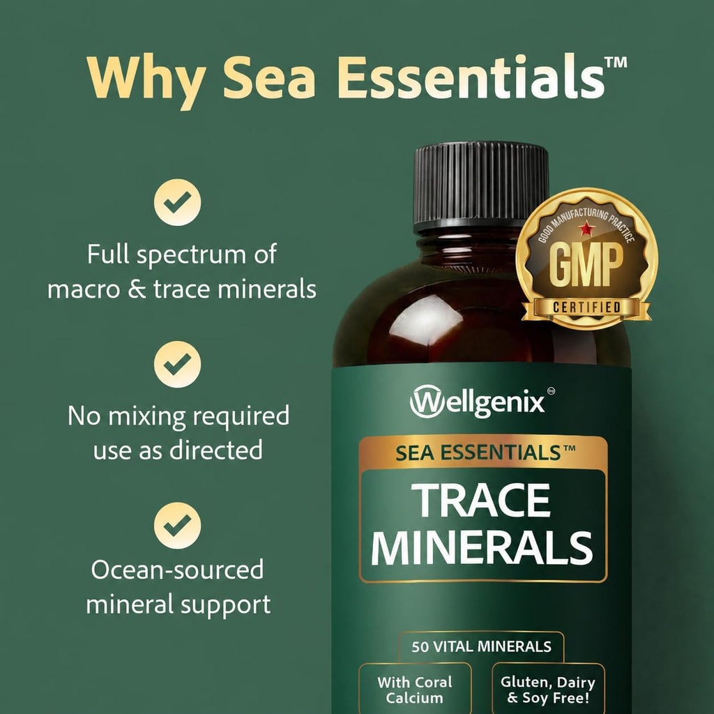 Wellgenix Sea Essentials Minerales Traza Líquidos, 2-Pack, 946 ml cada uno