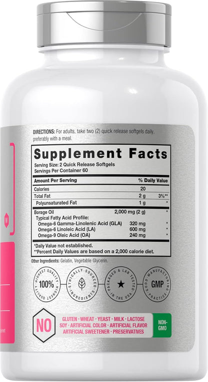 Aceite de Borraja 2000 mg | 120 Cápsulas – No transgénico (Non-GMO). – Image 2