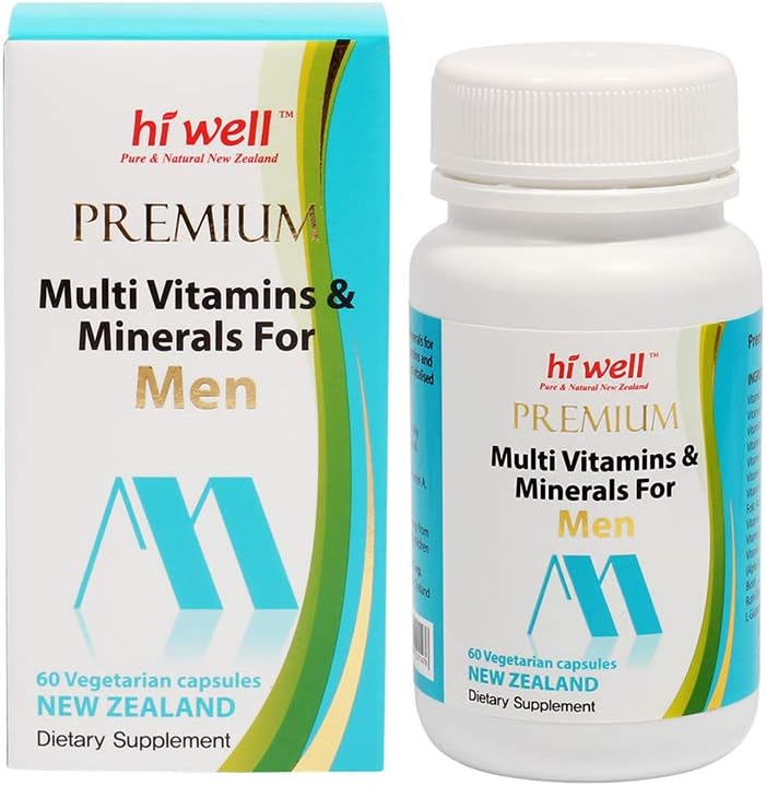 Hi Well Premium Multivitaminas y Minerales para Hombres, 60 Cápsulas Vegetales