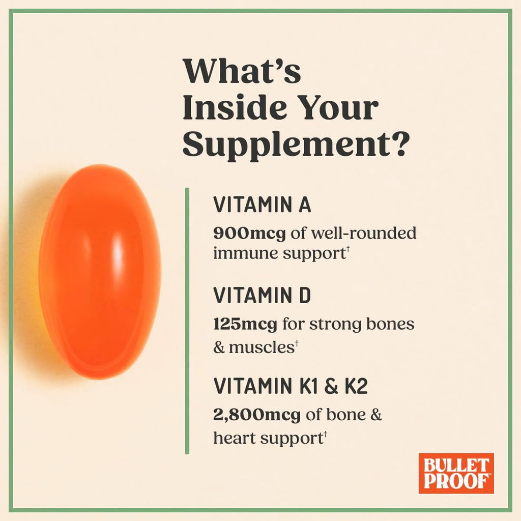 Bulletproof Vitamins A-D-K Softgels, 30 Cápsulas