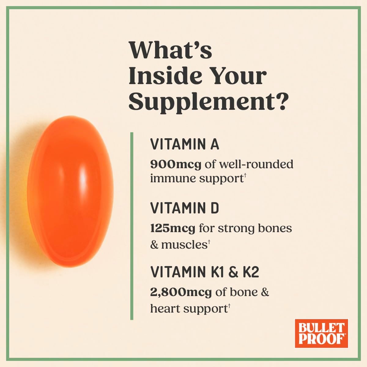 Bulletproof Vitamins A-D-K Softgels, 30 Cápsulas