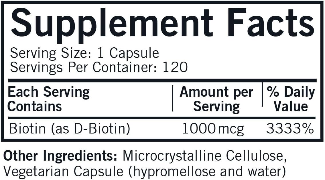 d-Biotina 1000 mcg Cápsulas - Hipoalergénico - 120 unidades