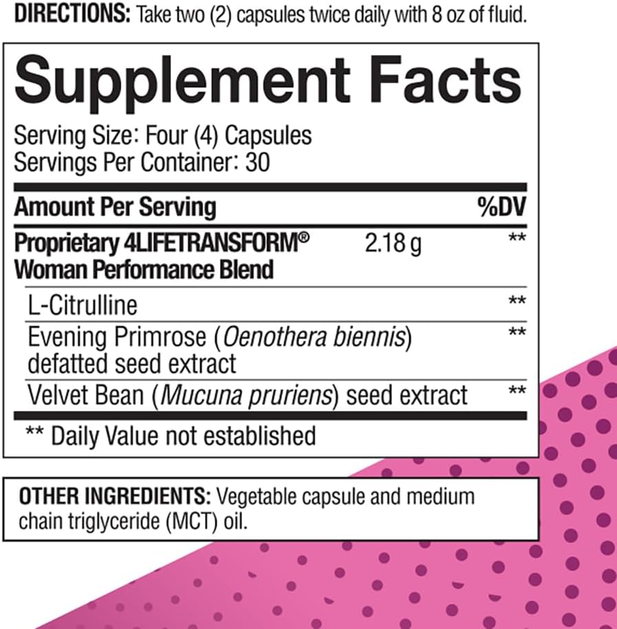 4Life Transform Soporte para el Bienestar de la Mujer con L-Citrulina, 120 Cápsulas