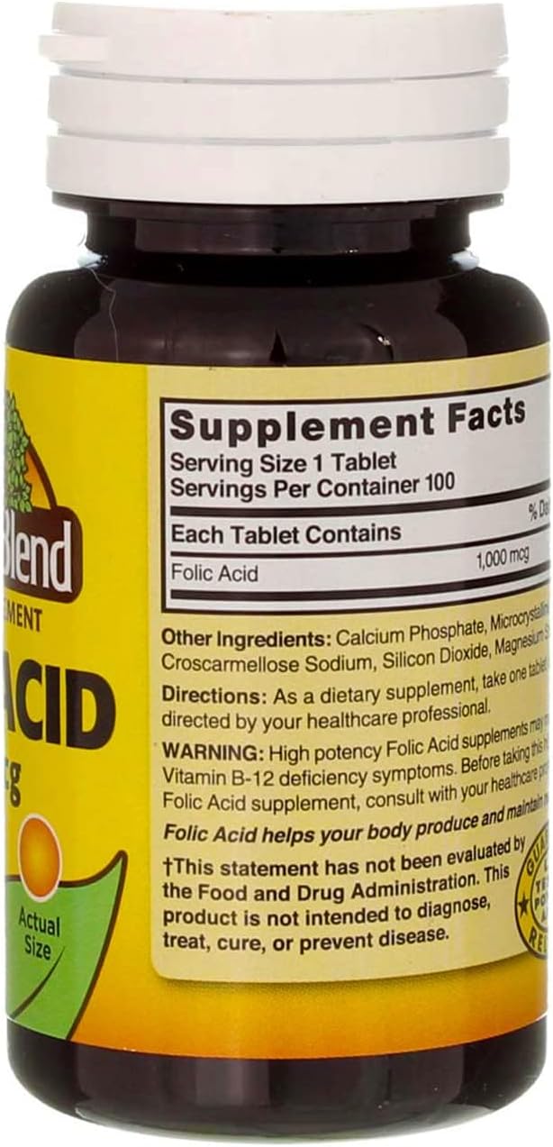 Ácido Fólico 1000 mcg, 100 Comprimidos