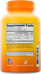 ALFA VITAMINS Vitamina C con Rosa Mosqueta - 1000 mg por dosis - Apoyo Inmunológico y Antioxidante - 100 Comprimidos - No GMO, Vegano, Sin Gluten