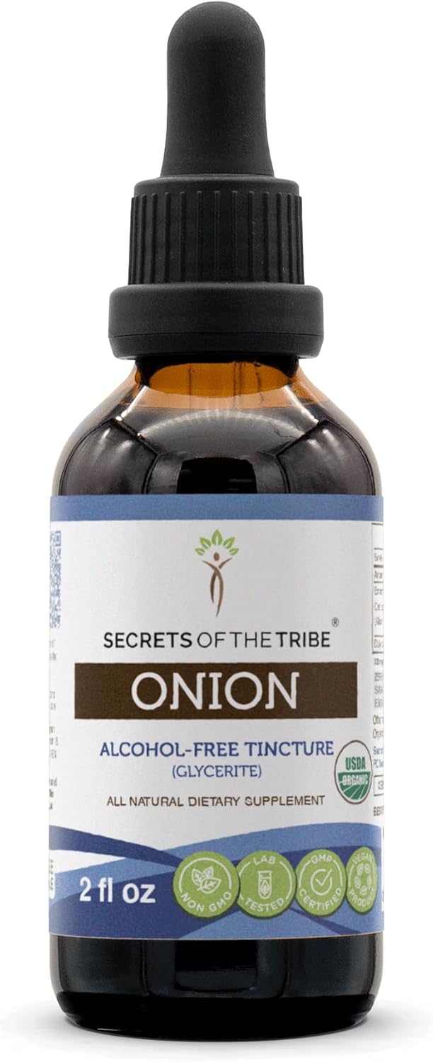 Secrets of the Tribe Onion USDA Organic | Extracto de Cebolla Orgánico sin Alcohol, Gotas de Alta Potencia (118 ml)