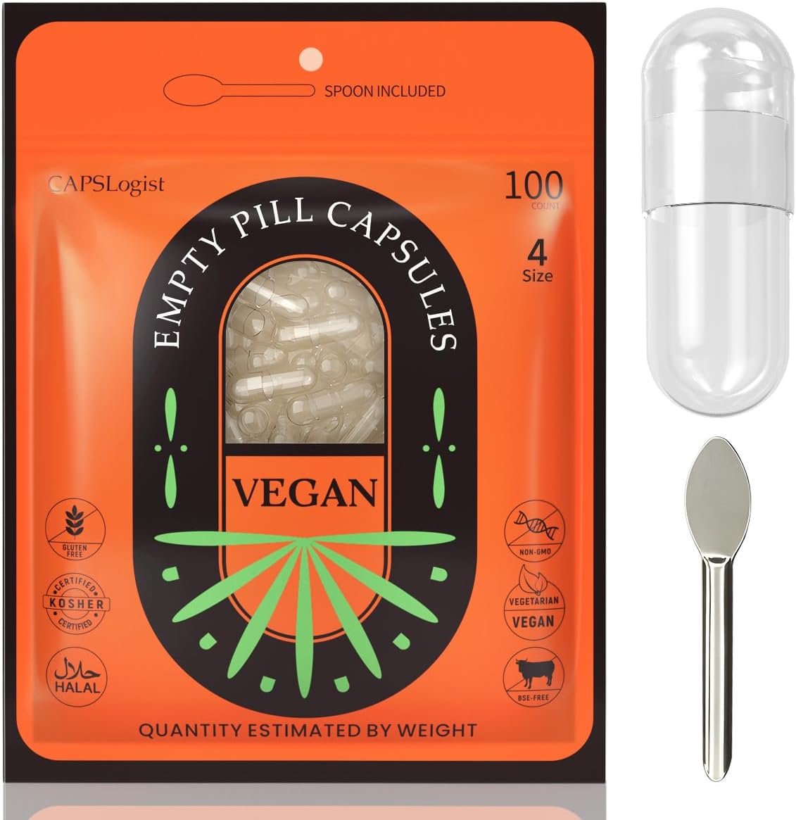 Cápsulas Vacías Tamaño 4 - 100 Unidades, Veganas, Para Rellenar