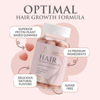 Hair Vitamins Gummies - Gominolas Sin Azúcar con Biotina 5000 mcg, Vitaminas A, B12, C, D, E y Ácido Fólico - 60 Gominolas