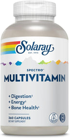 Solaray Spectro Multivitamínico Sin Hierro - Complejo con Calcio, Magnesio y Enzimas Digestivas, 360 Cápsulas
