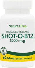 NaturesPlus Shot-O-B12 5000 mcg - 60 Comprimidos de Liberación Sostenida - Vitamina B12 Metilcobalamina