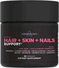 Livingood Daily Hair, Skin & Nails - Suplemento 14 en 1 para Cabello, Piel y Uñas, con Biotina, Colágeno y Queratina, 60 Cápsulas