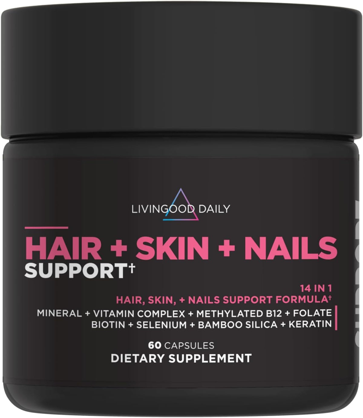 Livingood Daily Hair, Skin & Nails - – Cabello: La biotina y el zinc contribuyen al mantenimiento del cabello en – Image 1