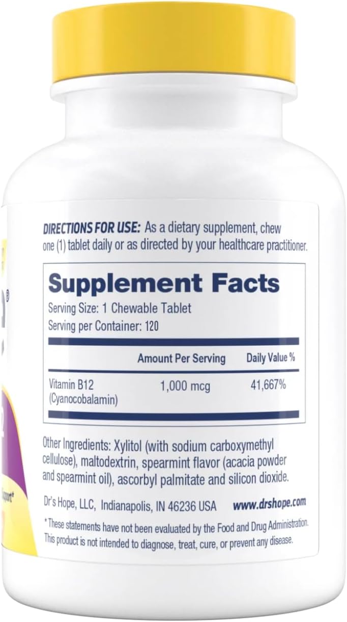 Dr’s Hope Vitamina B12 1000 mcg - 120 Comprimidos Masticables