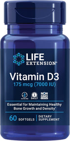 Life Extension Vitamina D3 175 mcg (7000 UI), 60 Cápsulas Blandas