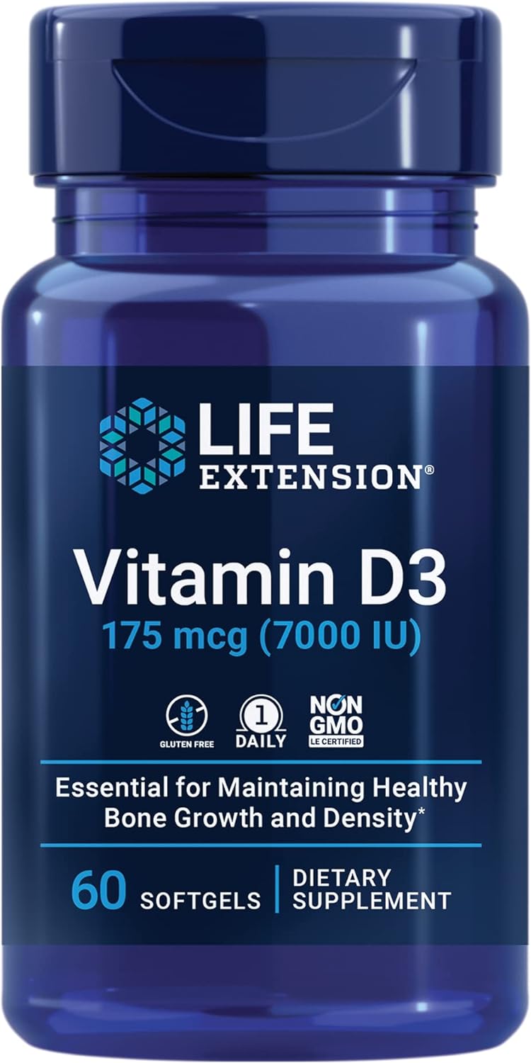 Life Extension Vitamina D3 175 mcg (7000 UI), 60 Cápsulas Blandas
