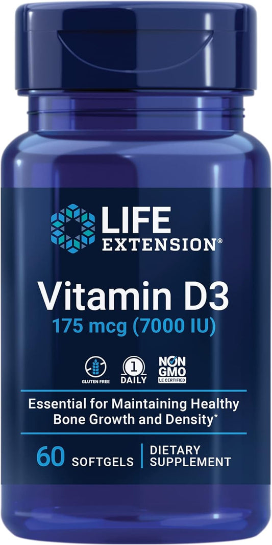 Life Extension Vitamina D3 175 mcg (7000 UI), 60 Cápsulas Blandas