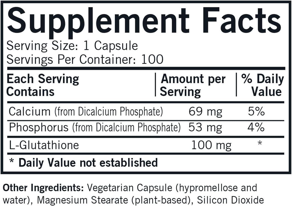 Kirkman Reduced L-Glutathione 100 mg - Hypoallergenic | 100 Vegetable Capsules | Antioxidant