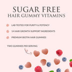 Hair Vitamins Gummies - Gominolas Sin Azúcar con Biotina 5000 mcg, Vitaminas A, B12, C, D, E y Ácido Fólico - 60 Gominolas