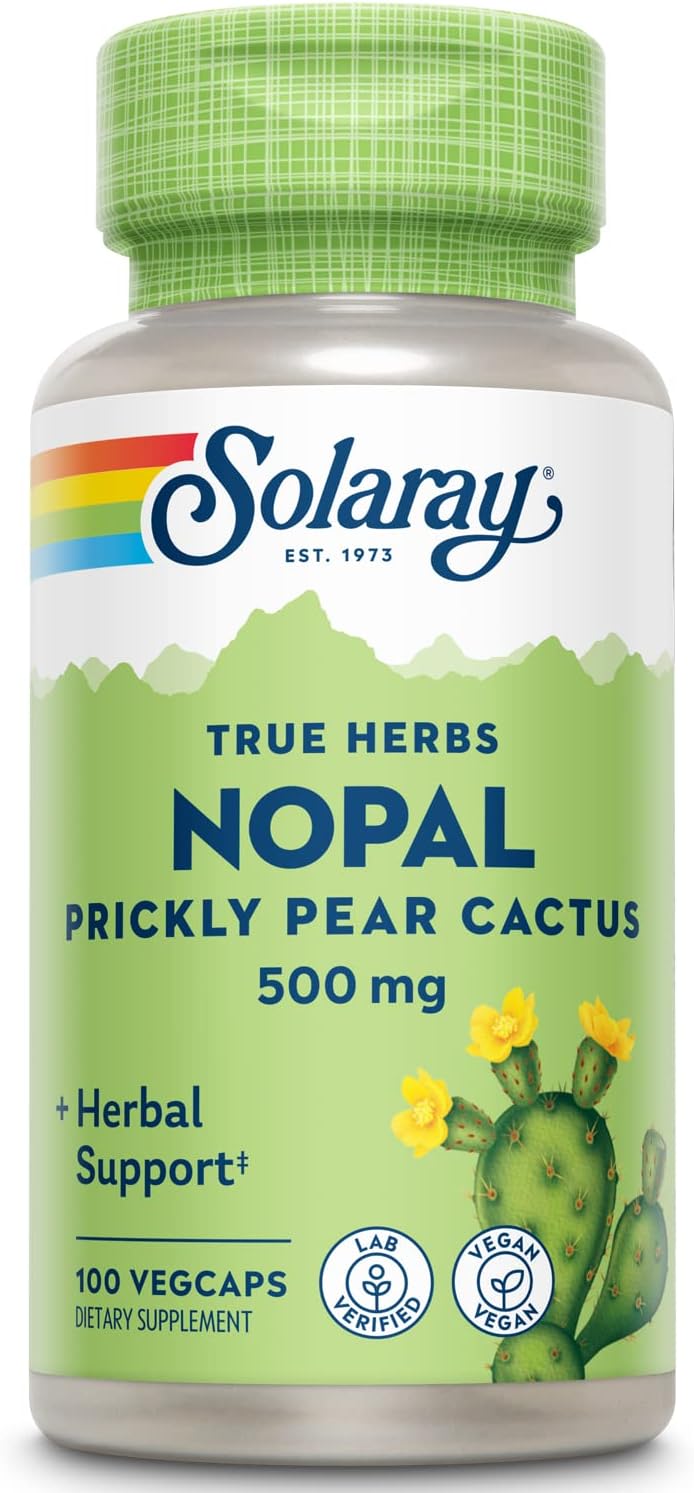 Solaray Nopal Prickly Pear Cactus - 500 mg por Dosis, 100 Cápsulas Veganas