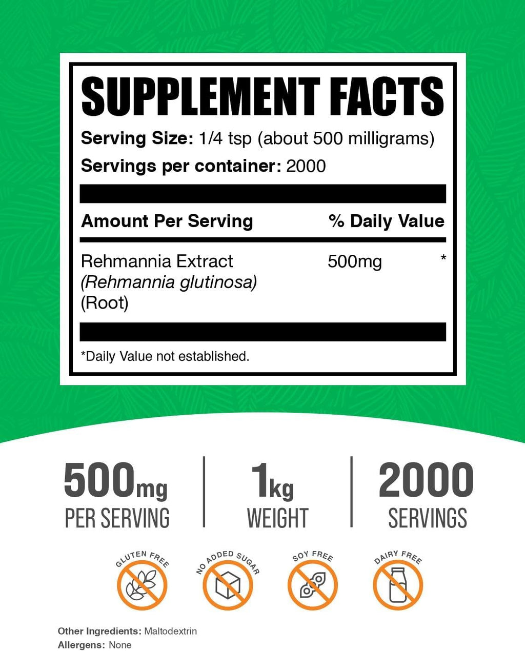 Rehmannia Extract Powder - Herbal Supplement, 1 kg (2.2 lbs)