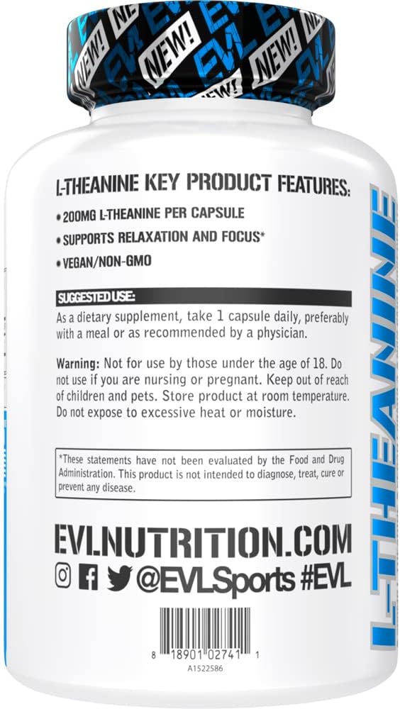 Evlution L-Teanina 200 mg Cápsulas para la Concentración y Relajación