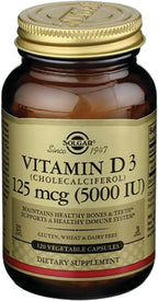Solgar Vitamina D3 (Colecalciferol) 5000 IU, 120 Cápsulas Vegetales