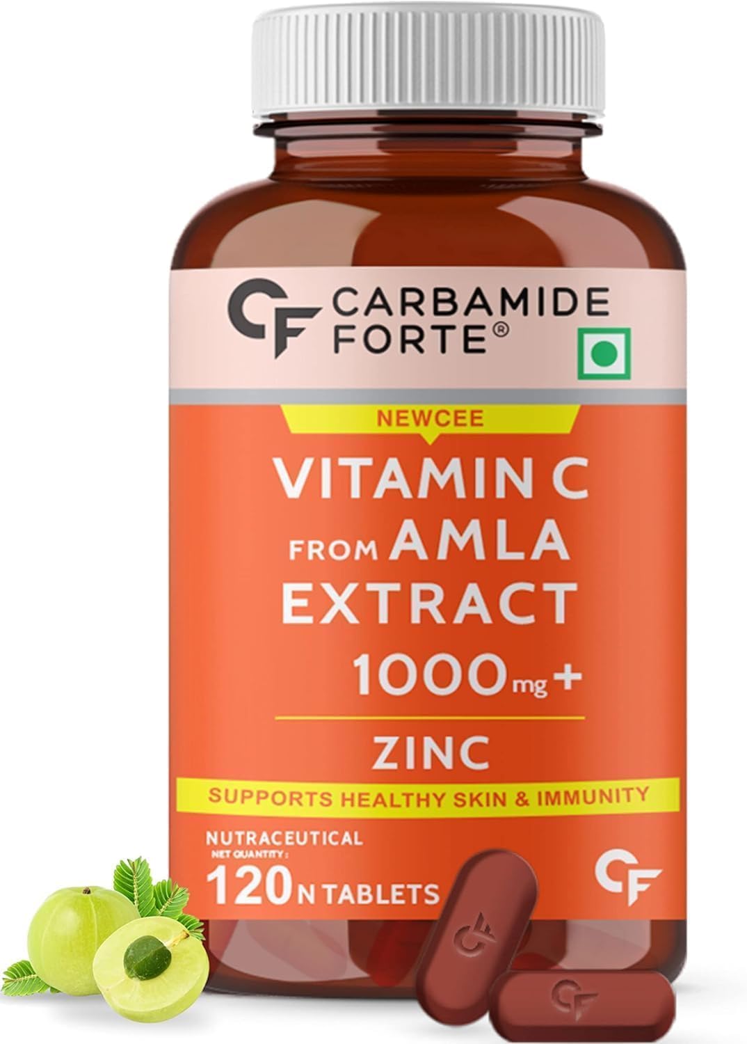Vitamina C Natural de Amla con Zinc - 120 Comprimidos Vegetales