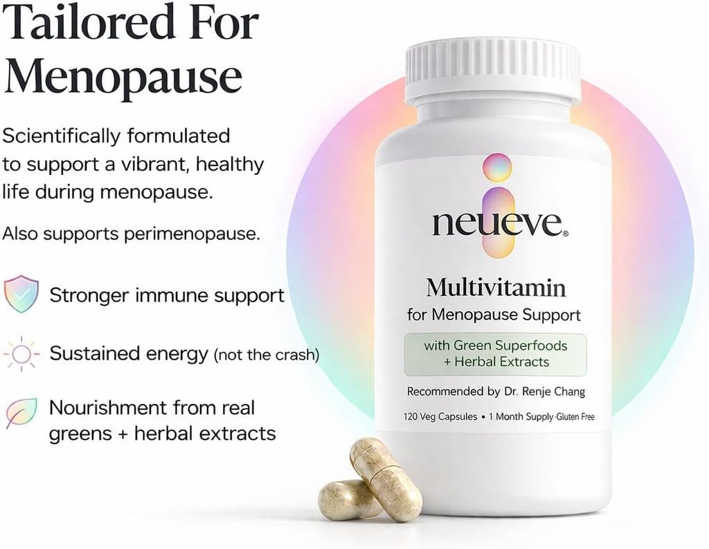 NeuEve Multivitamínico para la Menopausia - Sin Hormonas - Con Superalimentos Verdes - 120 Cápsulas Veganas