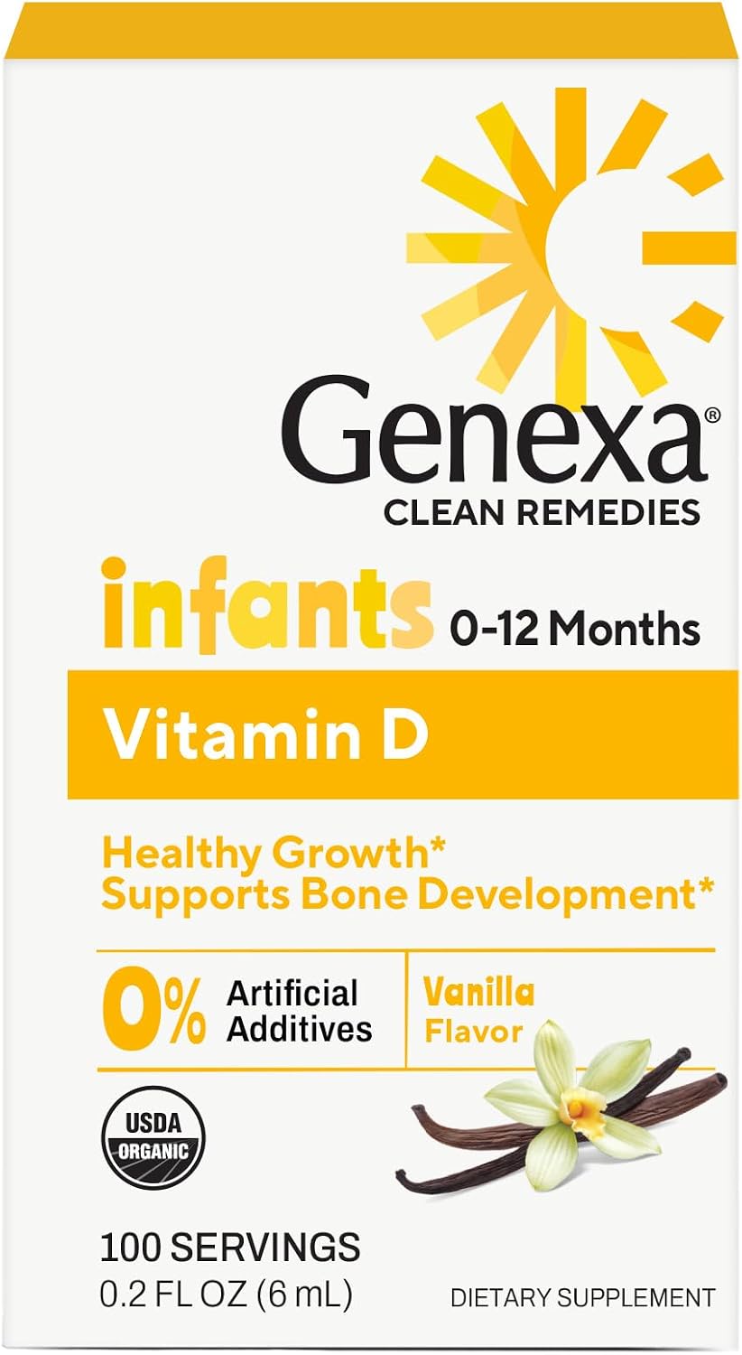 Genexa Vitamina D3 Líquida para Bebés - Gotas Orgánicas con Sabor a Vainilla - 90 Dosis