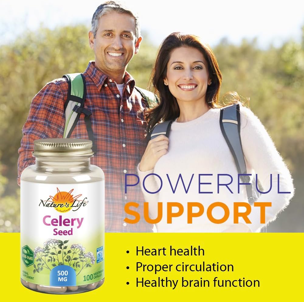 Nature's Life Semilla de Apio 500 mg - Apoyo a la Circulación y Salud Cerebral - 100 Cápsulas