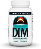 Source Naturals DIM, Diindolylmethane 100mg con BioPerine y Vitamina E - 120 Comprimidos