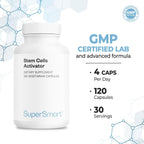 Supersmart - Activador de Células Madre (Fórmula Avanzada) - con Astragalósido, Fucoidan - Suplemento Natural | No-OMG y Sin Gluten - 120 Cápsulas Vegetarianas