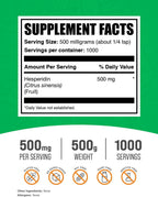 Hesperidina en Polvo - Suplemento de Hesperidina 500mg - 500g - Vegano y Sin Gluten