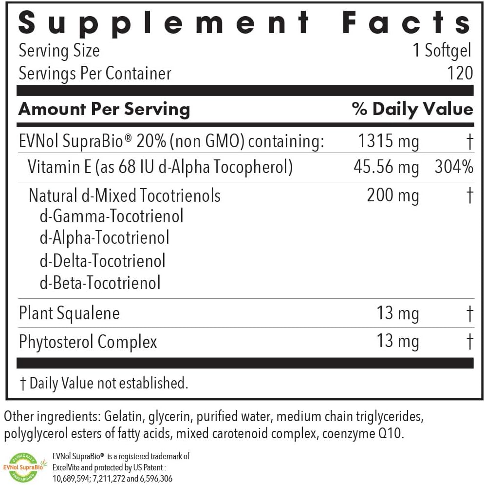 Tocomin SupraBio Tocotrienoles 200 mg - Vitamina E de Palma - 120 Cápsulas Blandas
