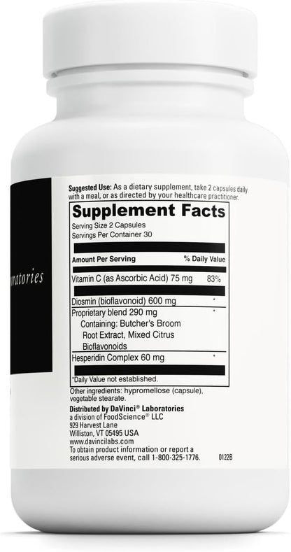 DAVINCI Labs Healthy Veins - Suplemento con – Diosmina: Un flavonoide que apoya la tonicidad de las venas y la – Image 2