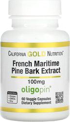 California Gold Nutrition Extracto de Corteza de Pino Marítimo Francés con Oligopin®, 100 mg, 60 Cápsulas Vegetales