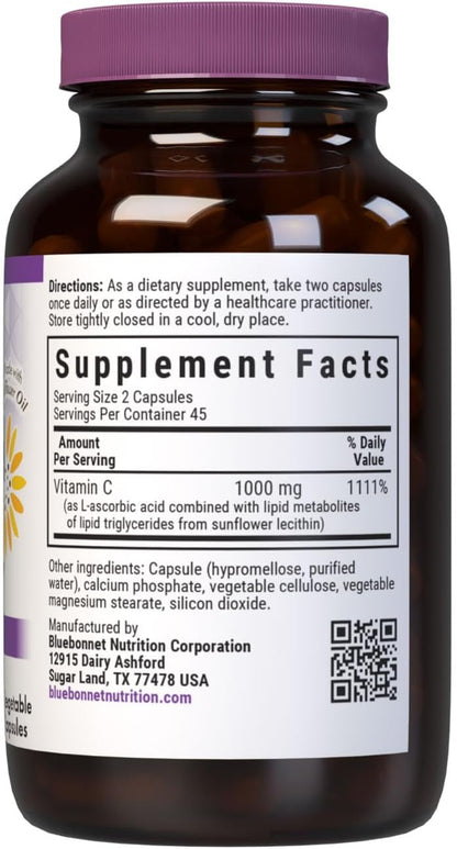 BlueBonnet Nutrition Vitamina C Liposomal 1000 mg, 90 Cápsulas Vegetales – Image 2