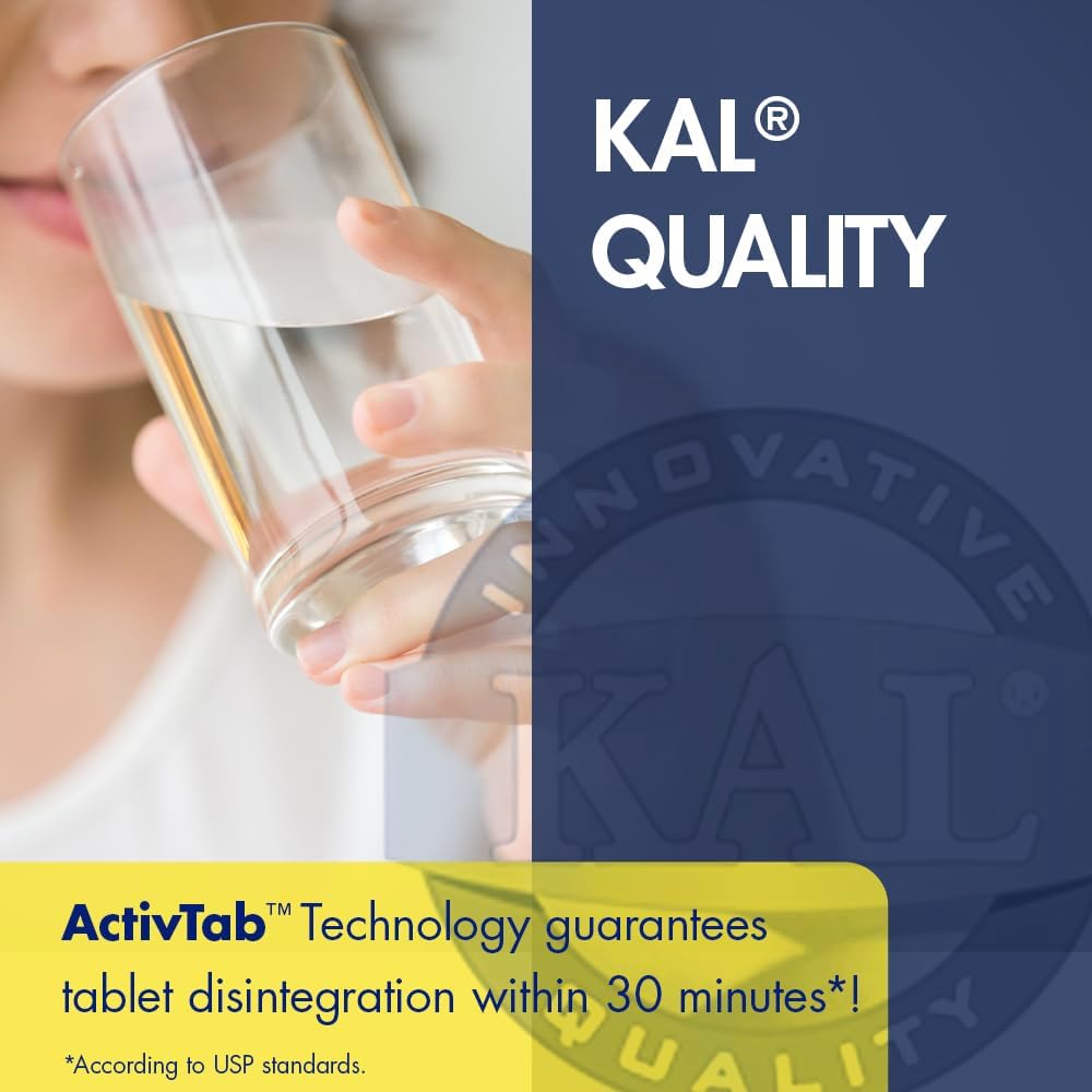 KAL DHEA 5 mg Comprimidos - Suplemento de DHEA Pura para Mujeres y Hombres, 99.5% Pureza, Vegetariano - 60 Comprimidos