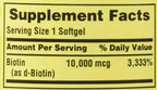 Spring Valley Biotina 10.000 mcg, 240 Cápsulas Blandas (2 Envases de 120)