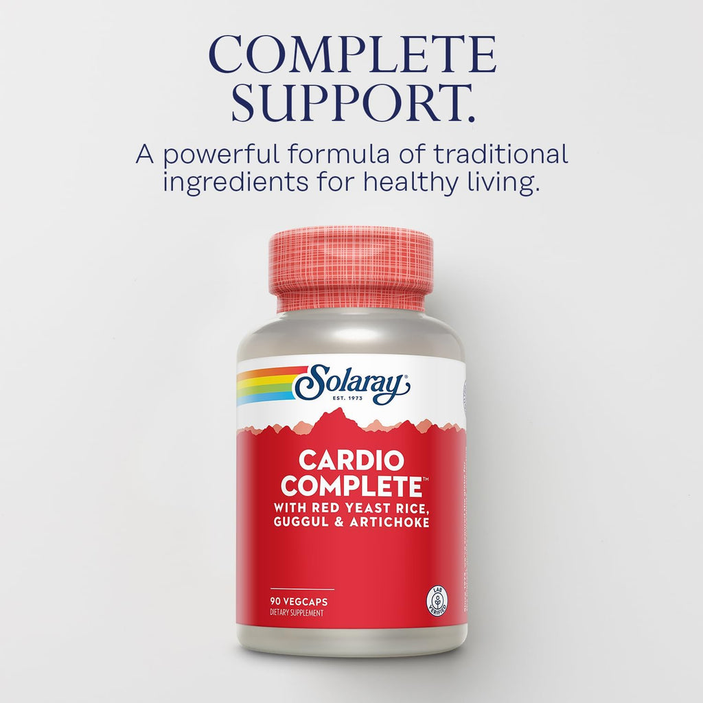SOLARAY Cardio Complete - Complejo para el Corazón con Arroz Rojo, Guggul y Alcachofa, más Vitaminas B - 90 Cápsulas Veganas
