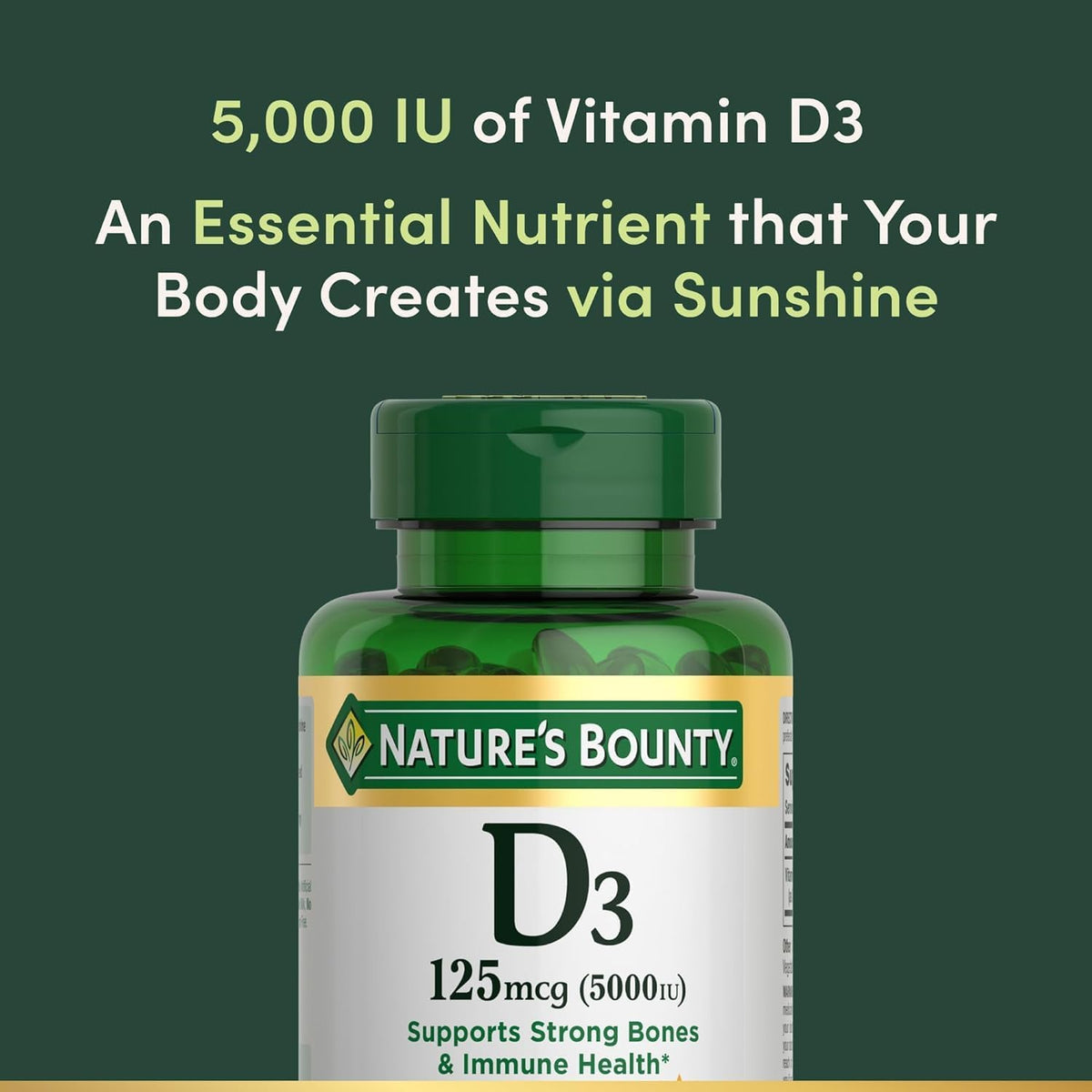 Nature's Bounty Vitamina D3 5000 UI, – El funcionamiento normal del sistema inmunitario – Image 5
