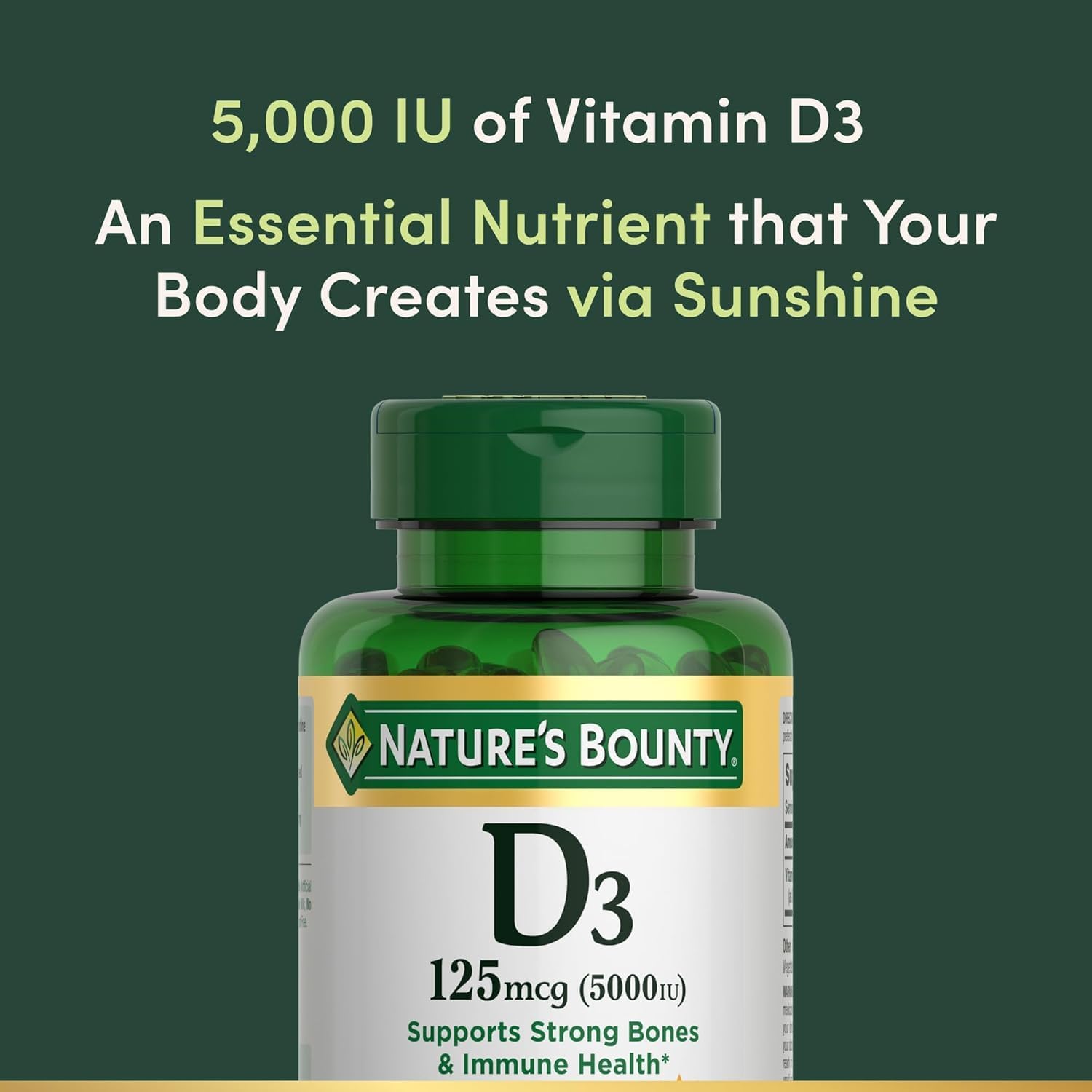 Nature's Bounty Vitamina D3 5000 UI, Softgels, 150 unidades (Paquete de 2)