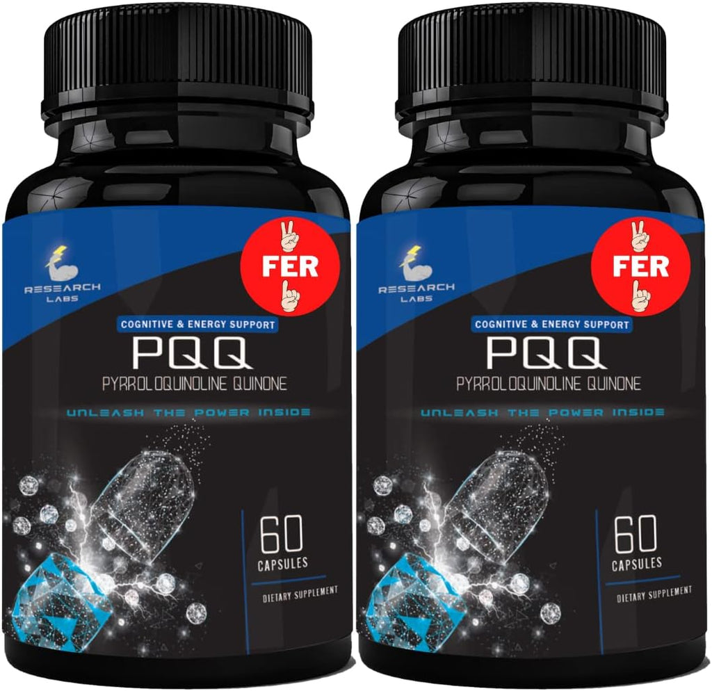 Research Labs Ultra Alta Pureza PQQ 20mg Cápsulas, 120 Cápsulas – Suplemento de Pirroloquinolina Quinona para Energía, Corazón y Cognitivo